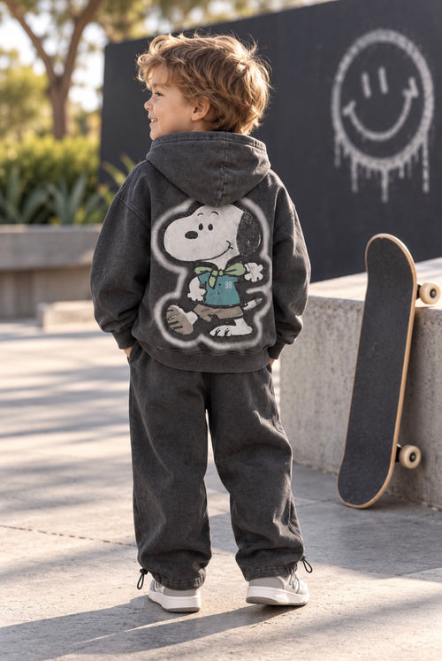 Vintage Snoopy Washed Tracksuit Set – Charcoal