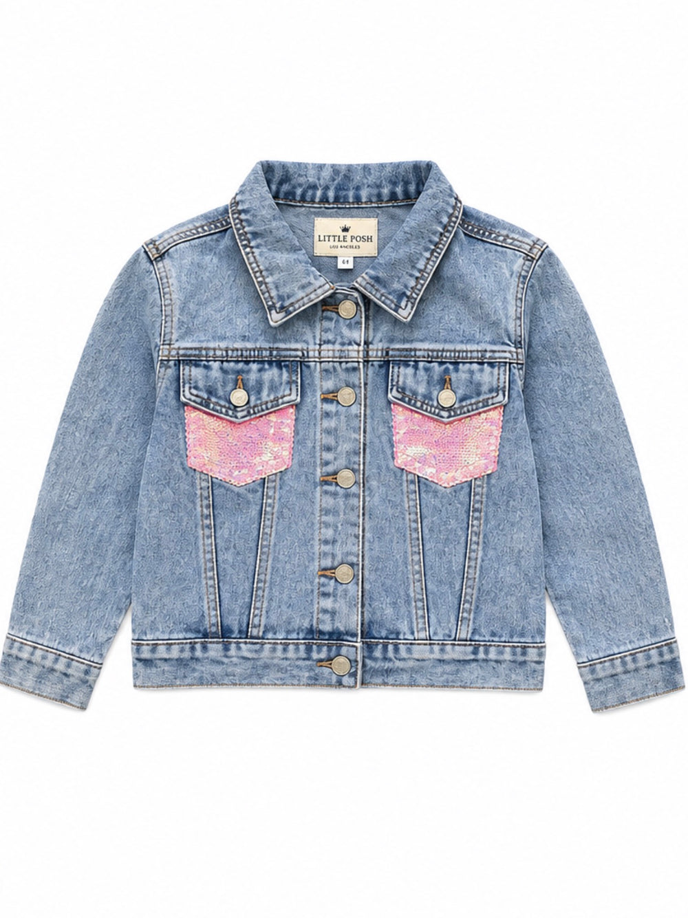 Rainbow Sequin Denim Jacket