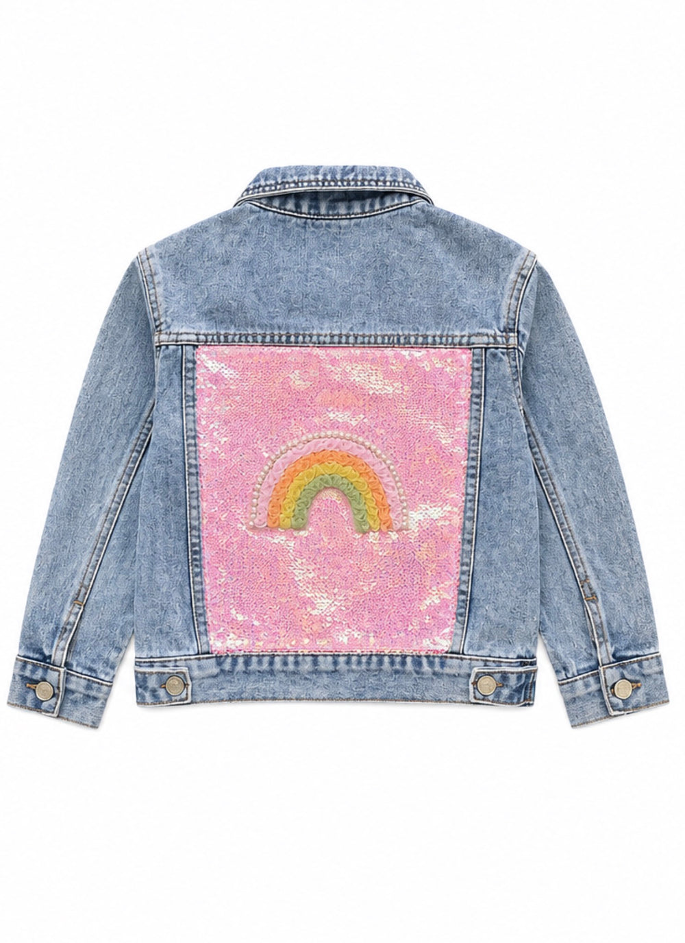 Rainbow Sequin Denim Jacket