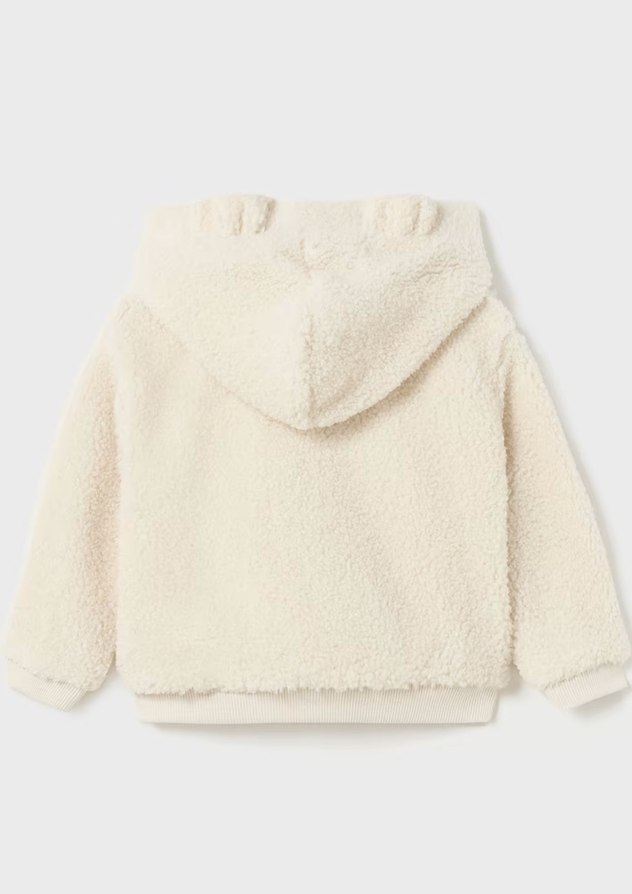 Baby zip-up hooded jacket curly faux fur