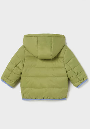 Reversible puffer jacket recycled fibers newborn baby boy