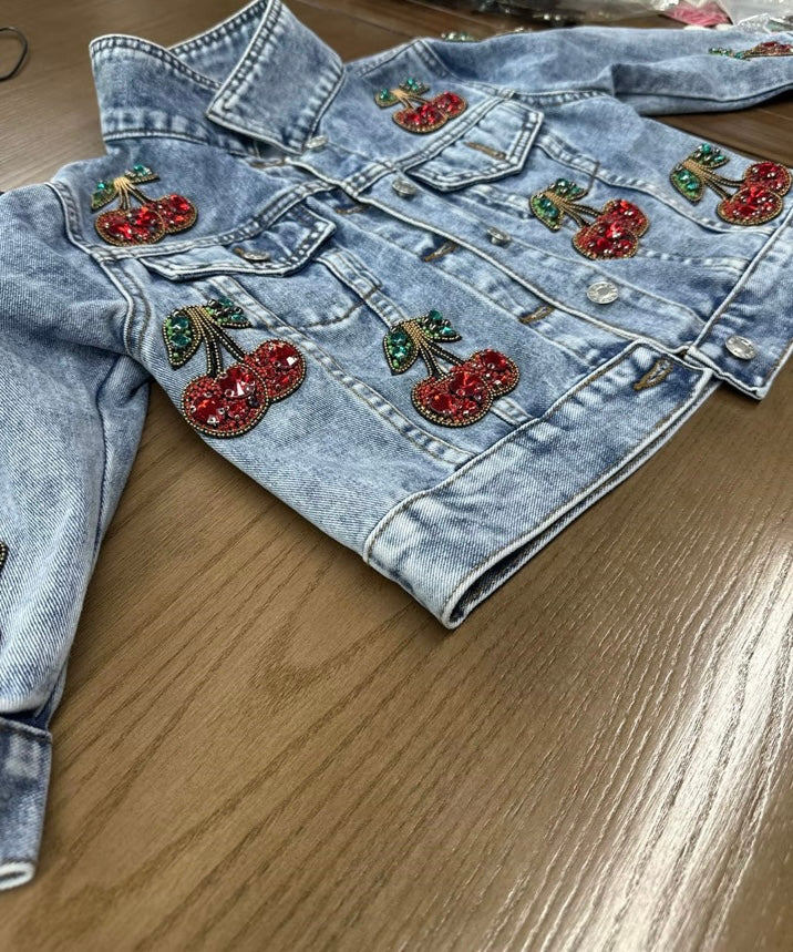 Cherry Jewel Patch Denim Jacket