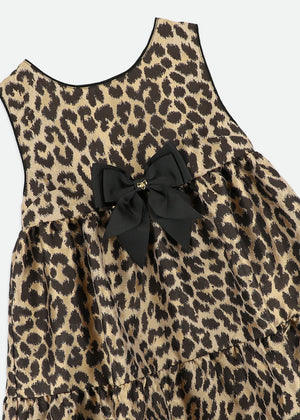 Angels Face Georgie Leopard Tiered Dress Black