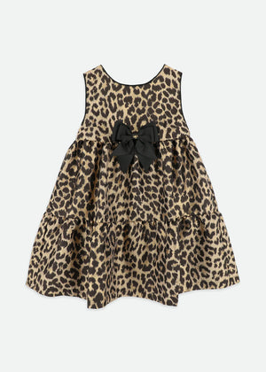 Angels Face Georgie Leopard Tiered Dress Black