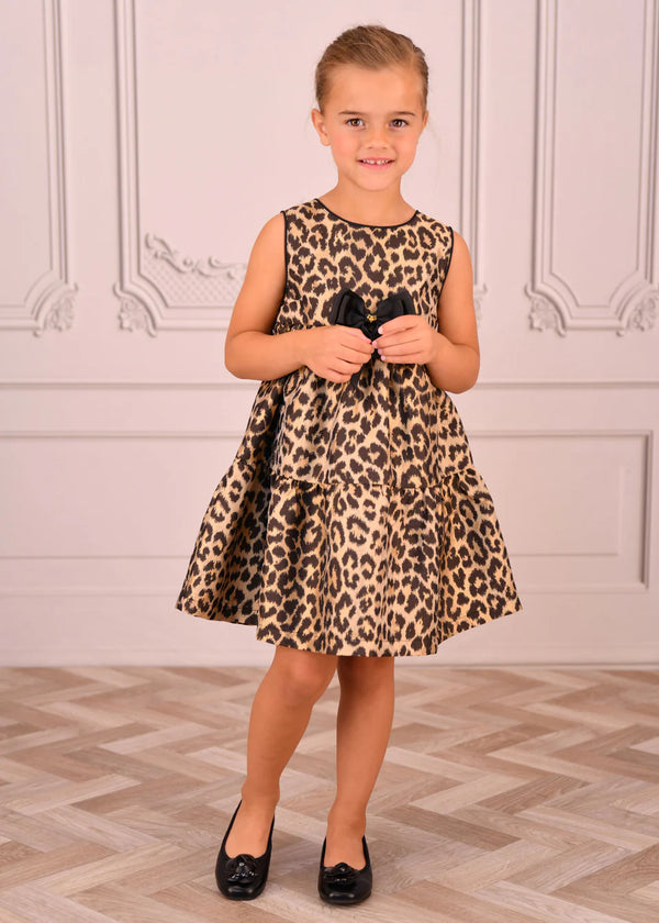 Angels Face Georgie Leopard Tiered Dress Black