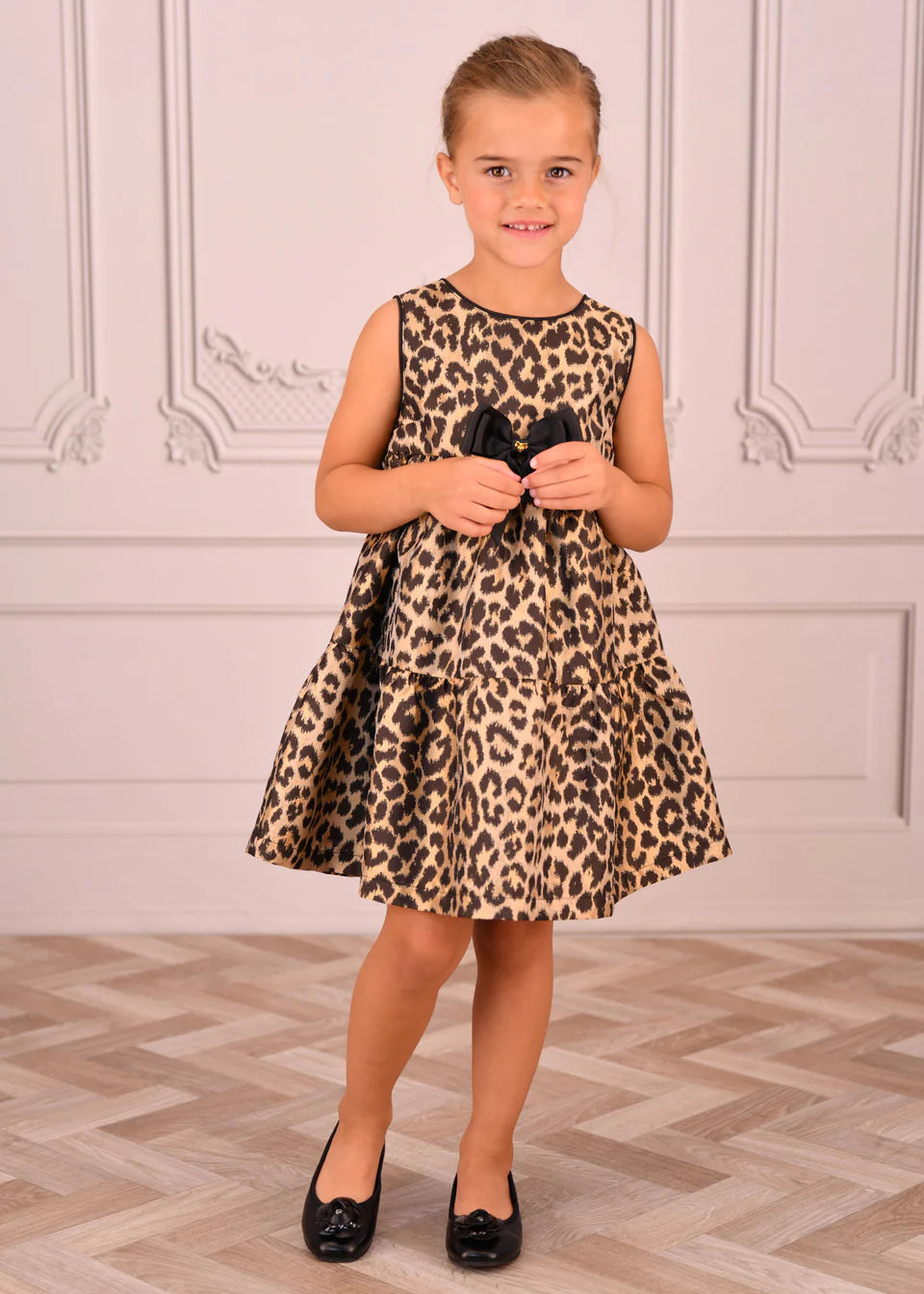 Angels Face Georgie Leopard Tiered Dress Black
