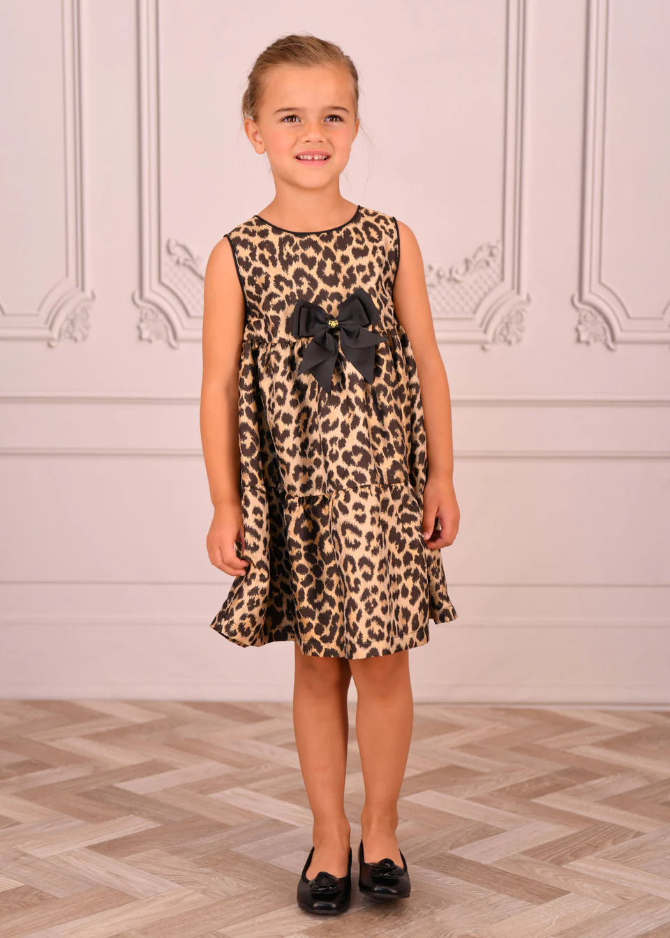 Angels Face Georgie Leopard Tiered Dress Black