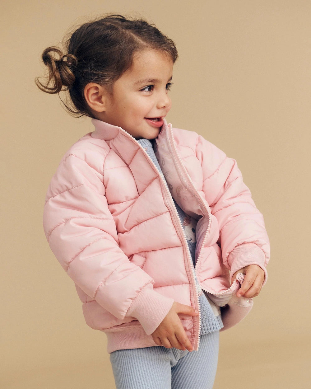 Girl rainbow reversible bomber
