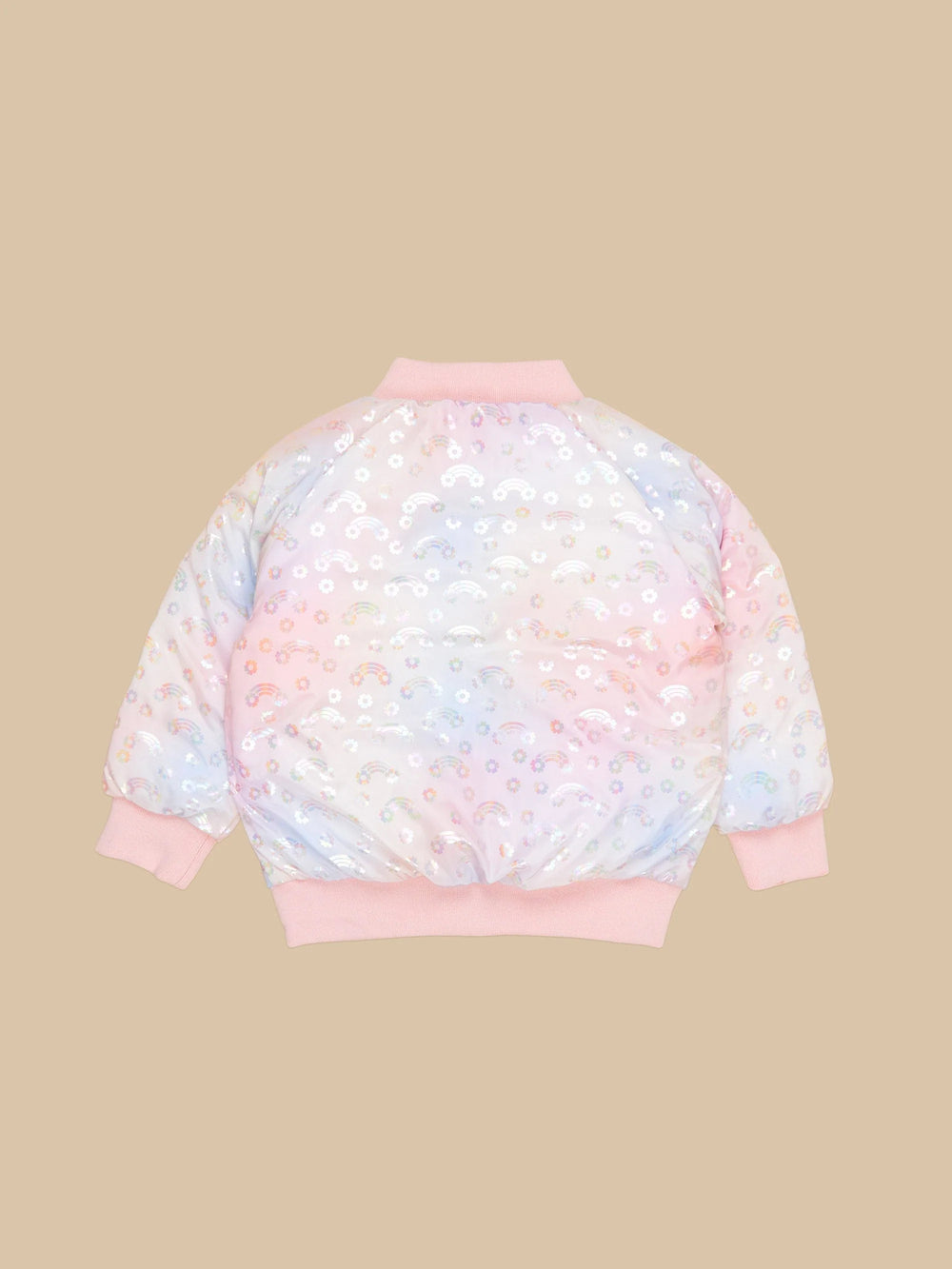 Girl rainbow reversible bomber