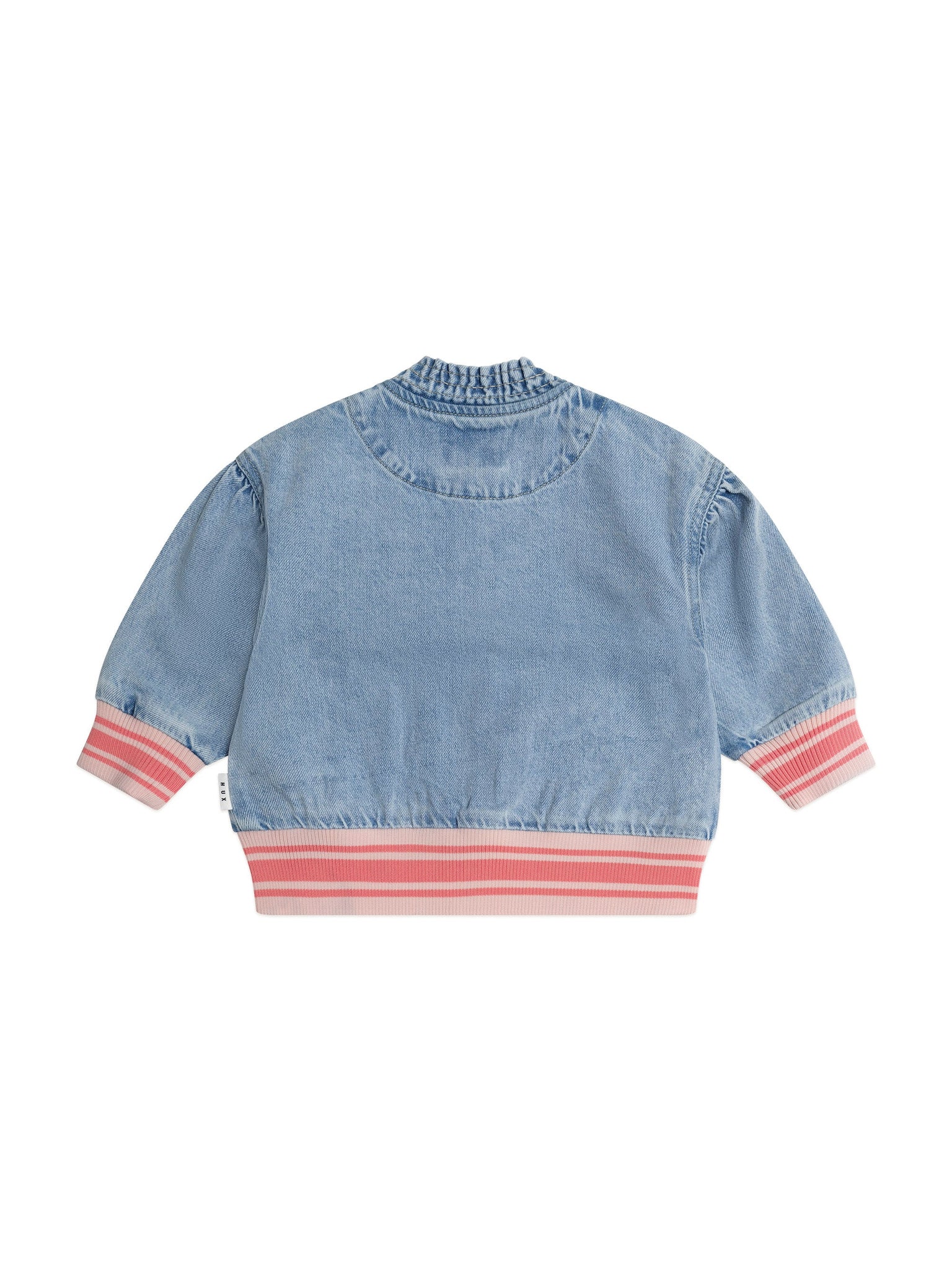 Dreamy Denim Strawberry Bomber