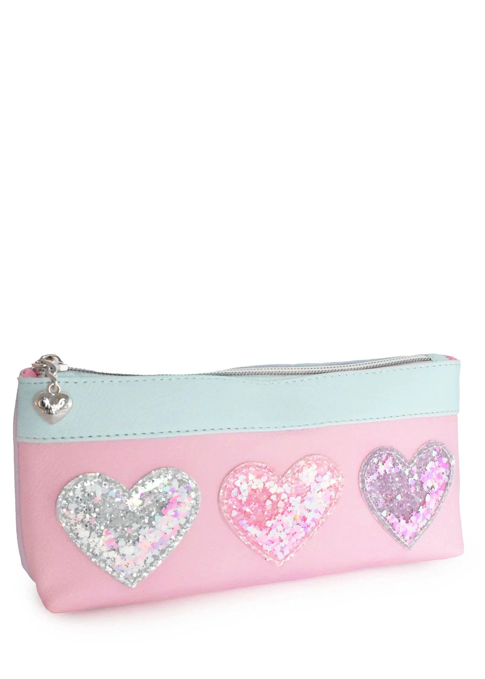 Confetti Heart Patched Color Block Large Backpack With Pencil Case