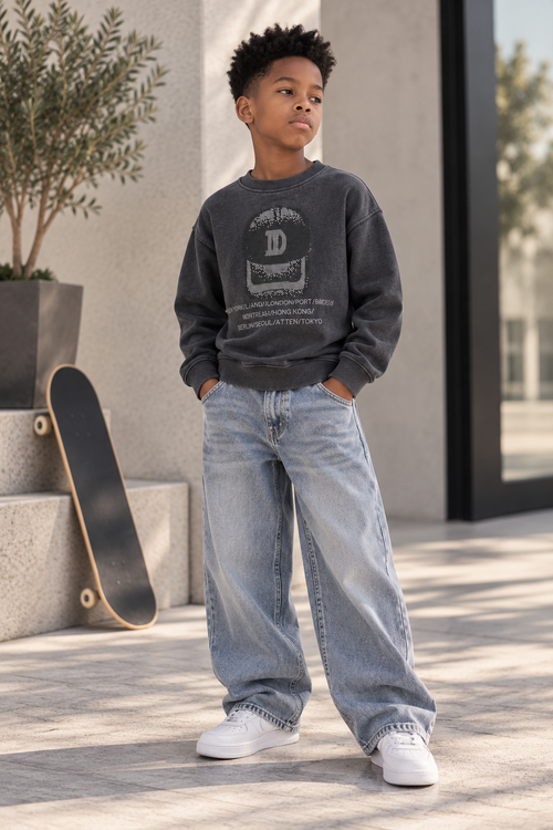 Boys’ Rhinestone Baseball Cap Graphic Sweatshirt