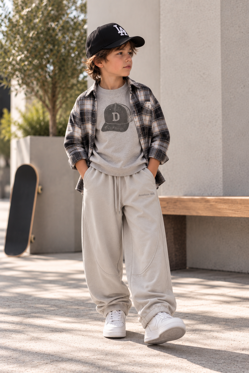 Boys’ Relaxed Balloon-Leg Jogger Pants – Light Gray
