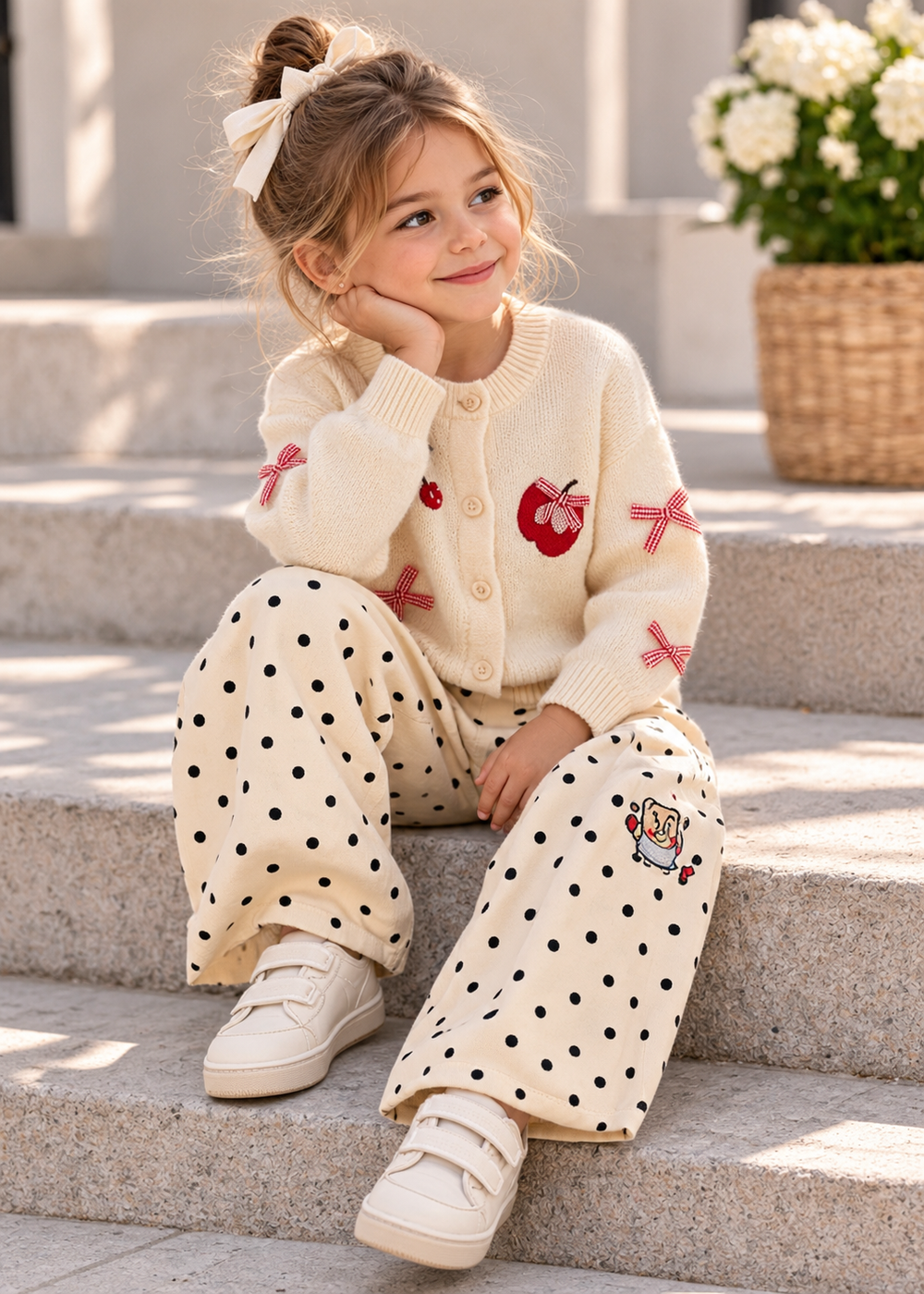 Kitty Polka Dot Print Pants
