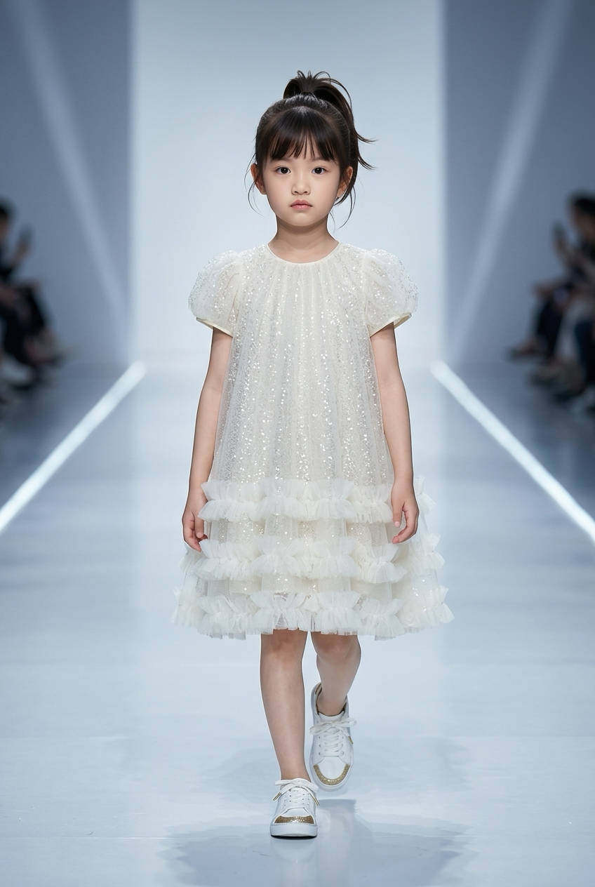 Tulle Dress w Sequins & Pearls