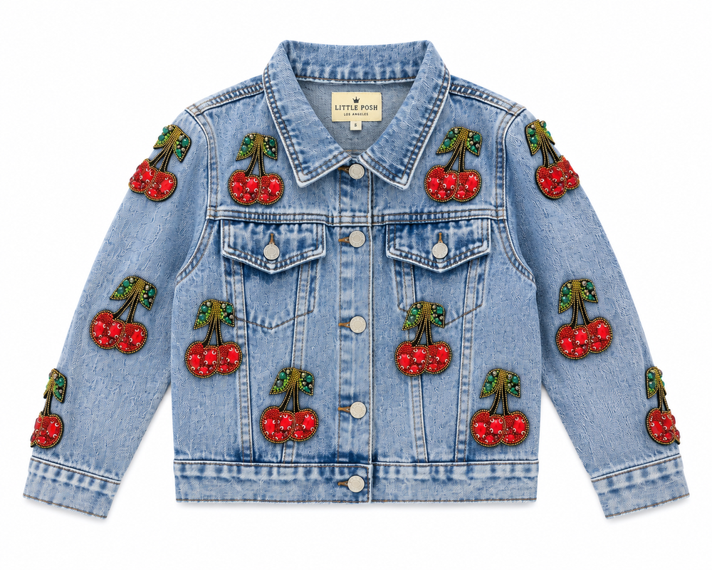 Cherry Jewel Patch Denim Jacket