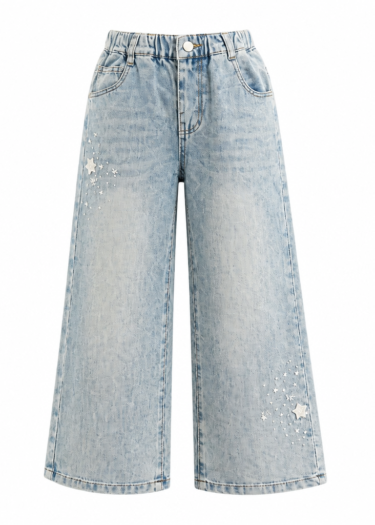 Floral Embroidered Wide Leg Jeans