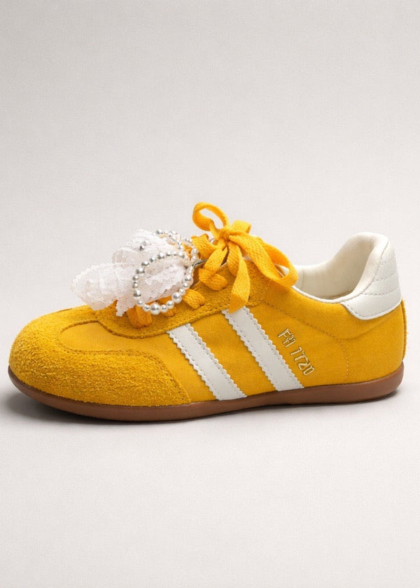 Yellow Embroidered Sneakers
