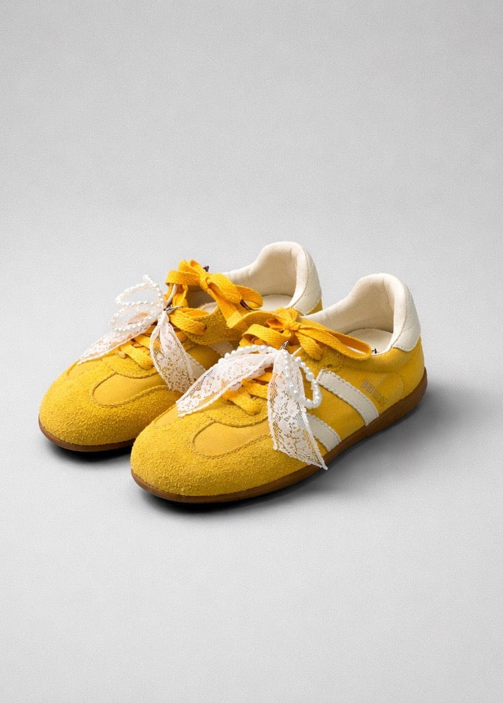 Yellow Embroidered Sneakers
