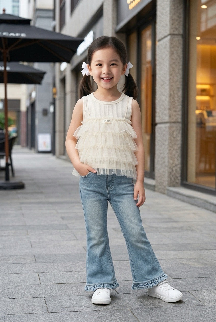 Lace Trim White Top