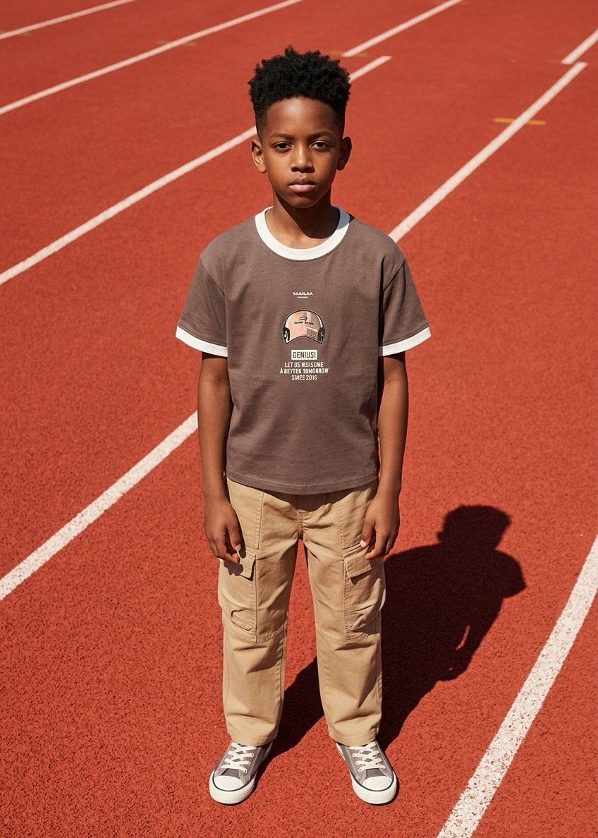 Cap Graphic T-Shirt Brown