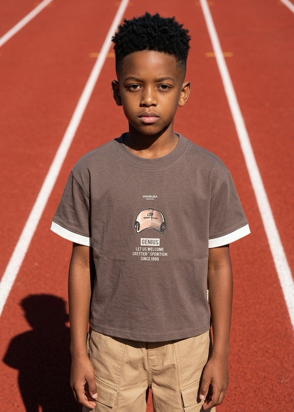 Cap Graphic T-Shirt Brown
