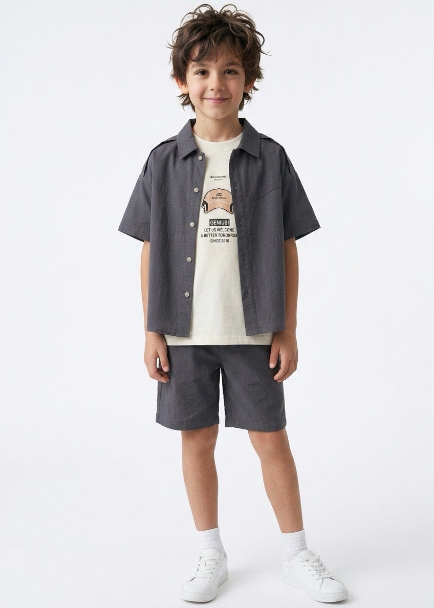 Boys Short Sleeve Button-Up Shirt