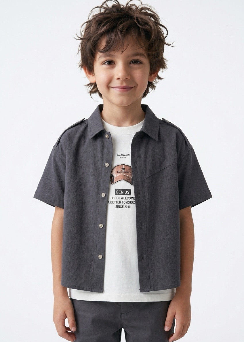 Boys Short Sleeve Button-Up Shirt