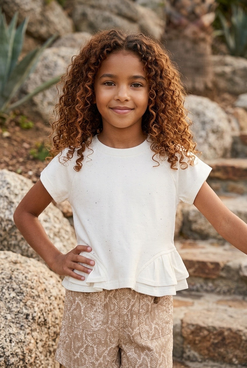 Ivory Sparkle Peplum Tee