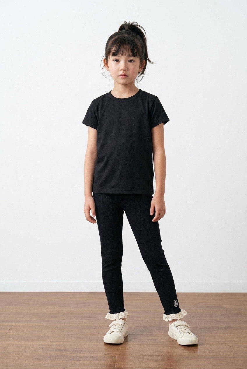 Lace Trim Essential Stretch Capri Leggings