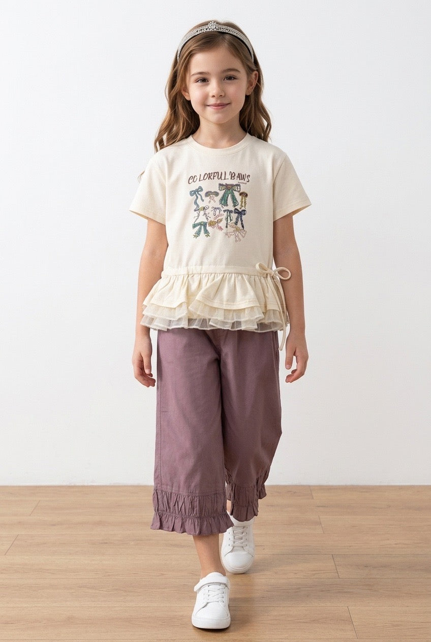 Mauve Ruffle Hem Pants
