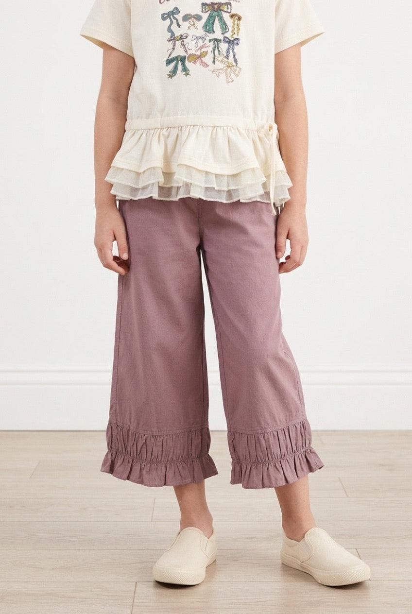 Mauve Ruffle Hem Pants
