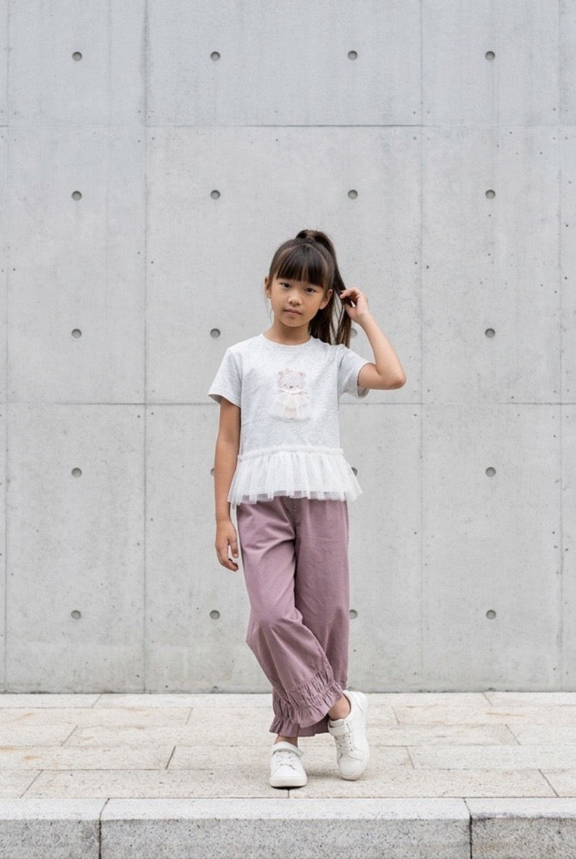 Mauve Ruffle Hem Pants