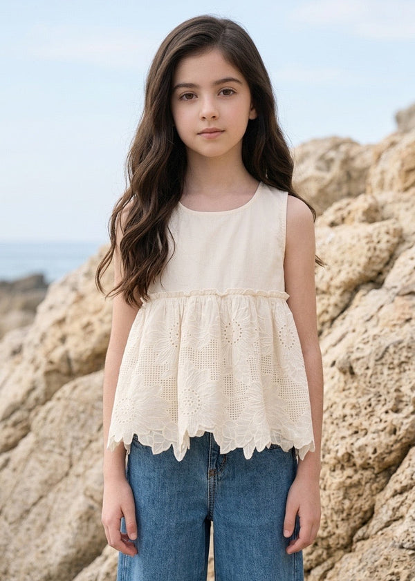 Ivory Floral Embroidered Top