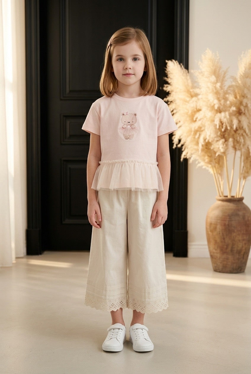 Ivory Eyelet Crop Pants