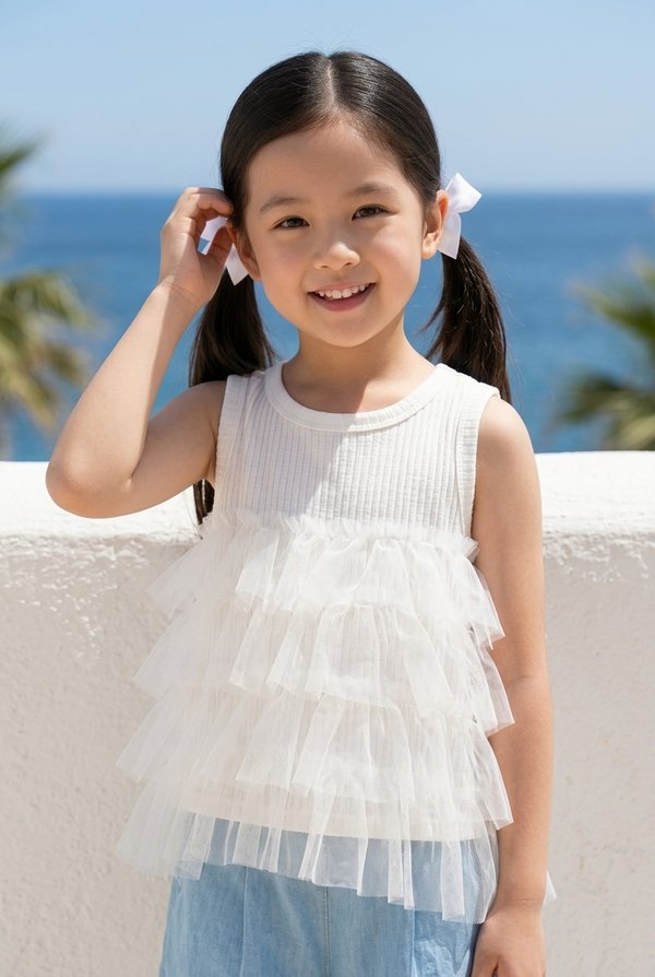 Lace Trim White Top