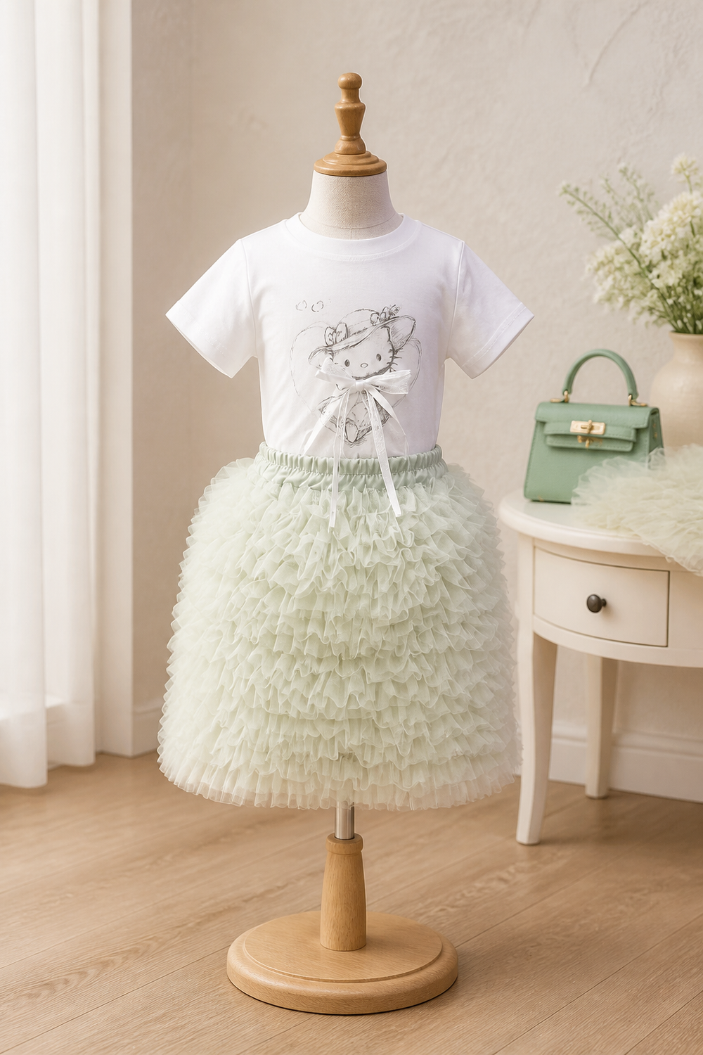 Green Ruffle Tulle Skirt