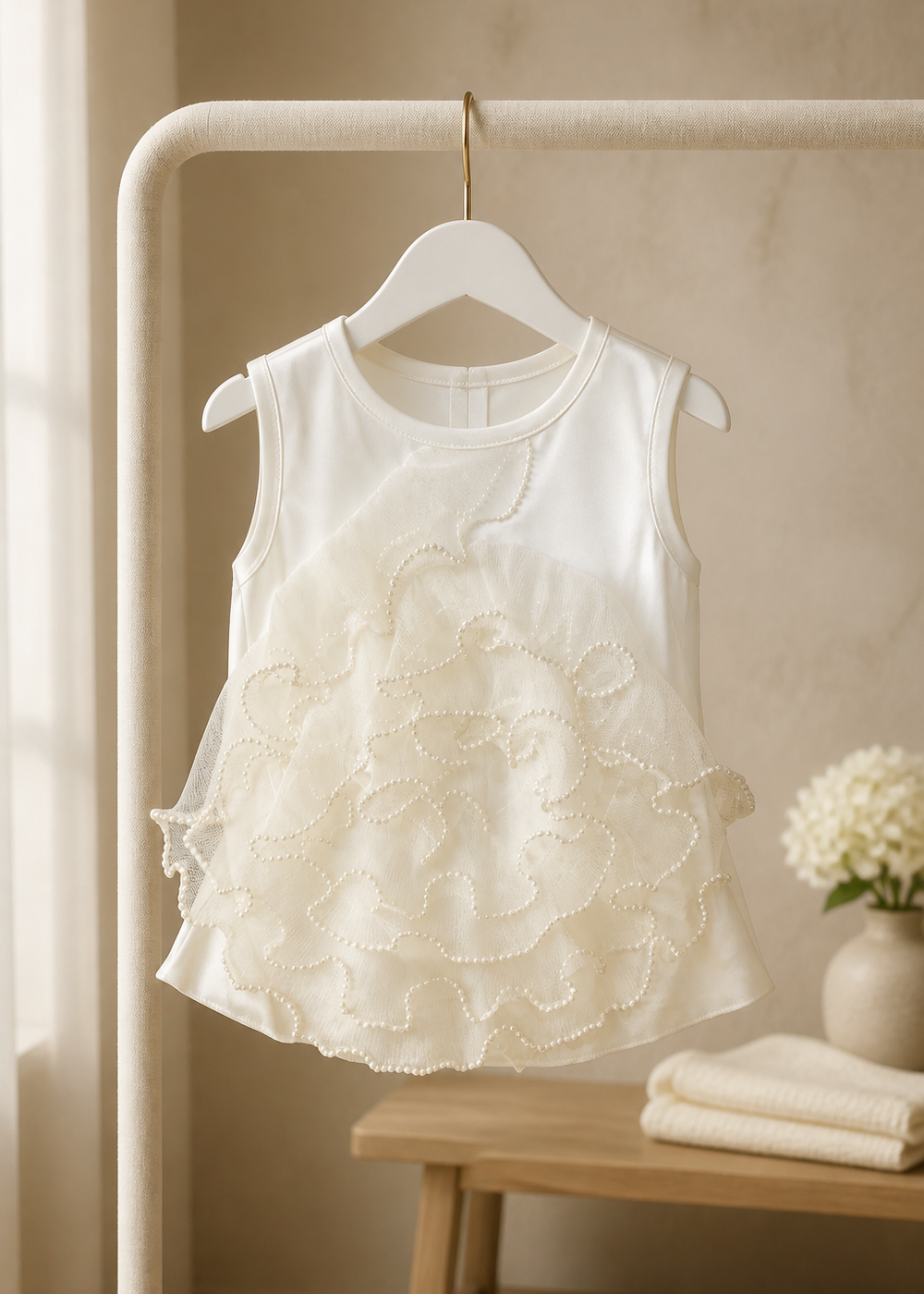 White Blouse With Pearls