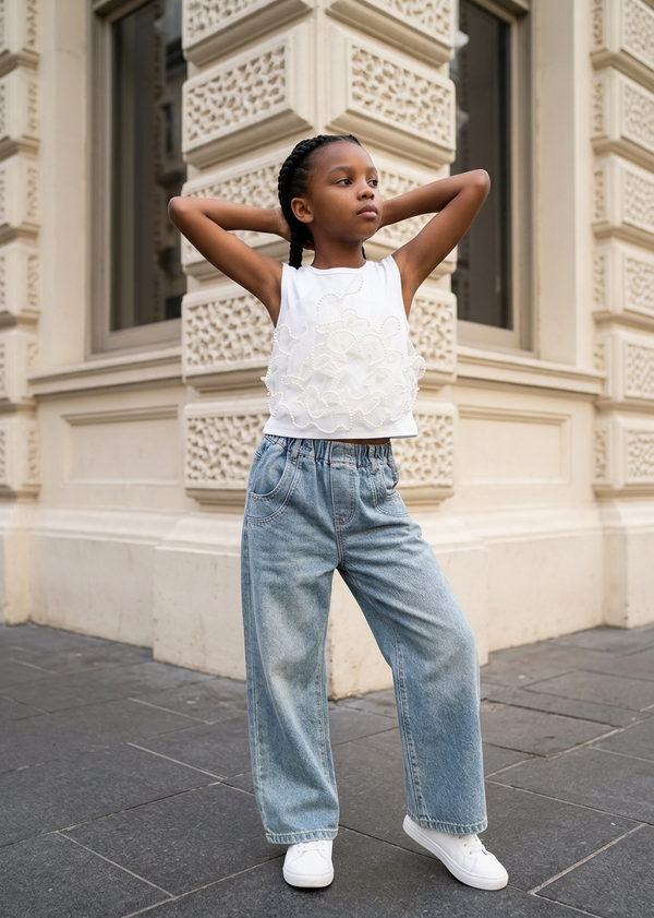 White Blouse With Pearls