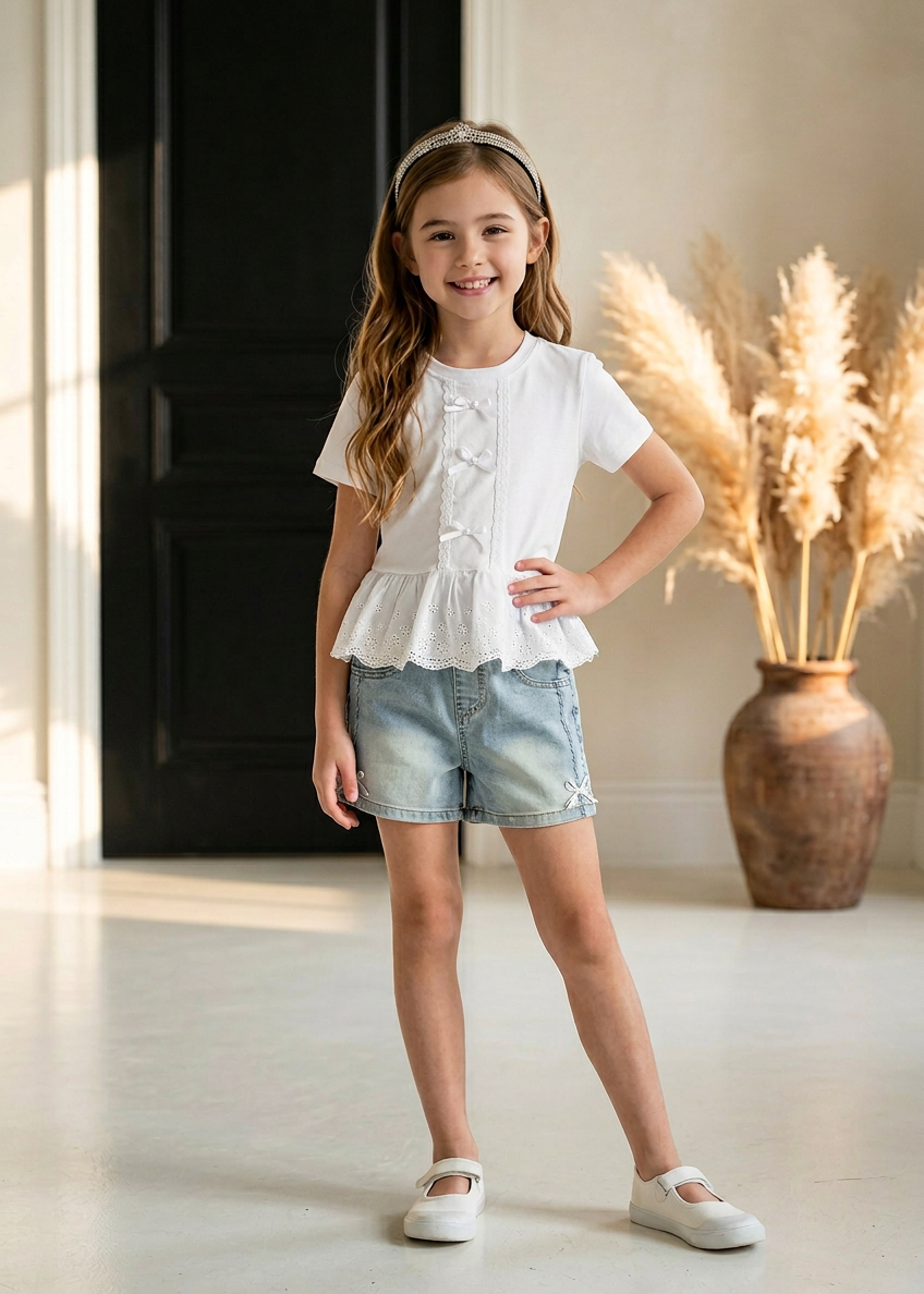 Cute Bows Denim Shorts