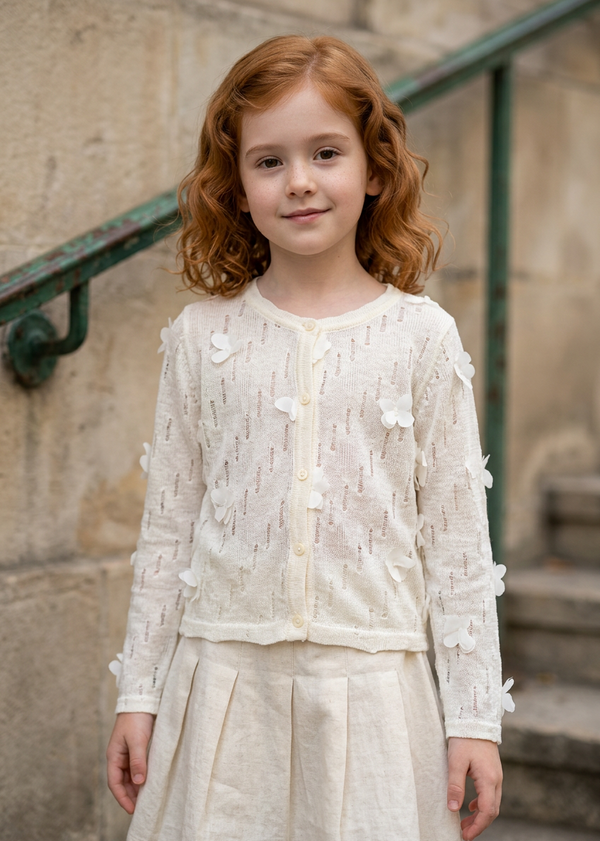 Pearled Butterflies Ivory Cardigan