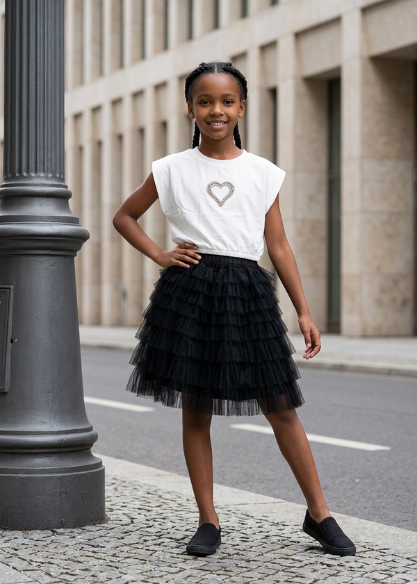Crystal Heart Cotton T-Shirt