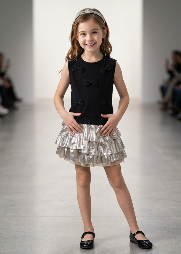 Sequin Mini Bows Embellished Top