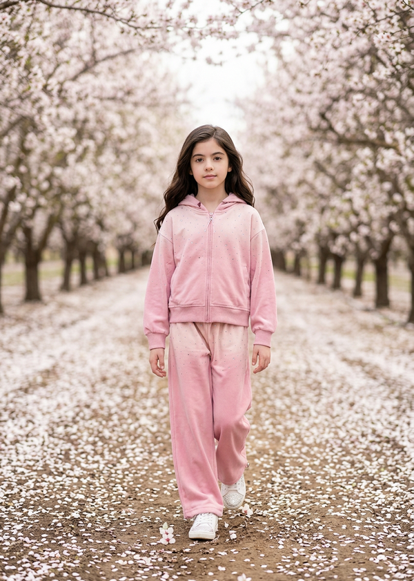Pink Crystal Hoodie & Pants Set