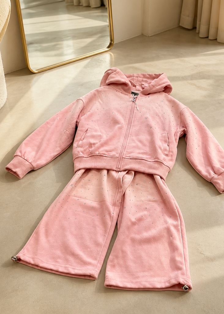 Pink Crystal Hoodie & Pants Set