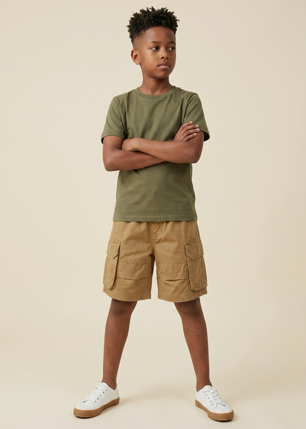 Khaki Olive Cargo Shorts