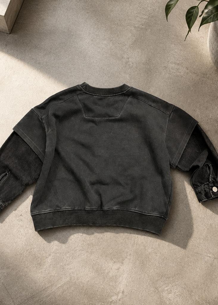 Washed Layered Sleeve Graphic Sweatshirt