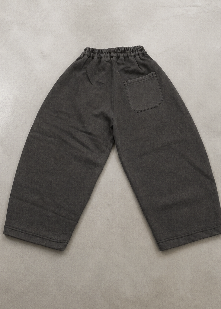 Boys’ Vintage Washed Wide-Leg Sweatpants – Charcoal Gray