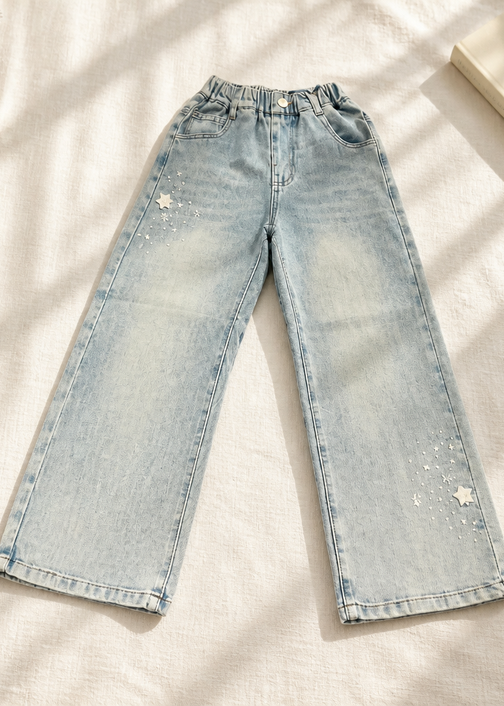 Floral Embroidered Wide Leg Jeans