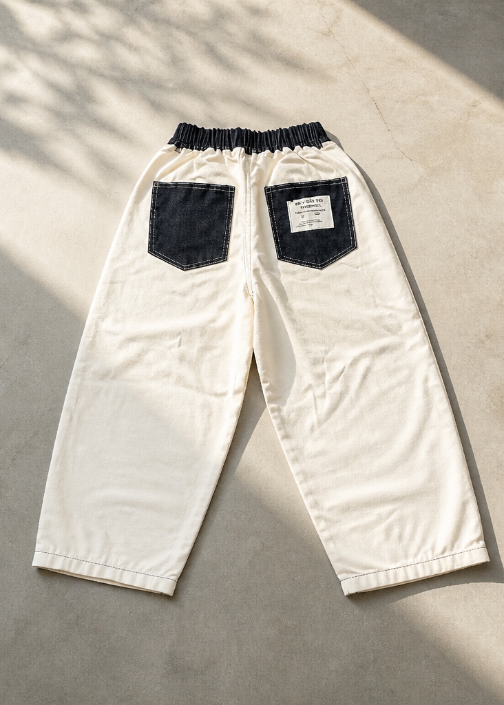 Girls’ Two-Tone Wide-Leg Jeans